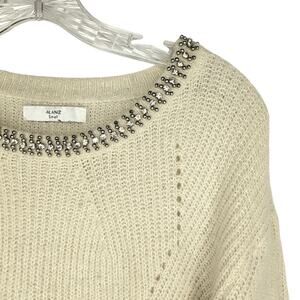 Alaniz Ivory Acrylic Blend Jewel-Encrusted Sweater, size S, Holiday, Party